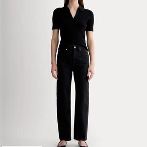Everlane The Way High Jeans Black Raw Hem 26